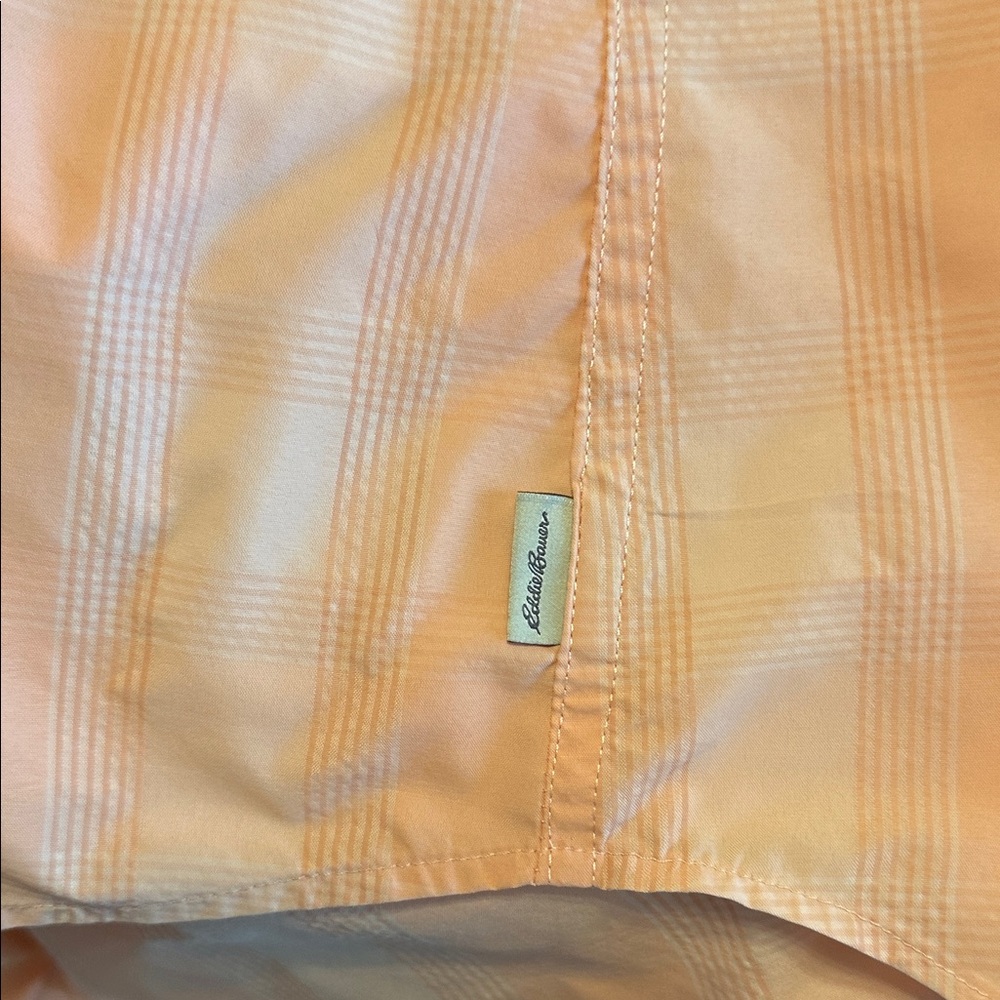 Eddie Bauer Peach Plaid Button-Up Dry Fit Shirt - Picture 5 of 6
